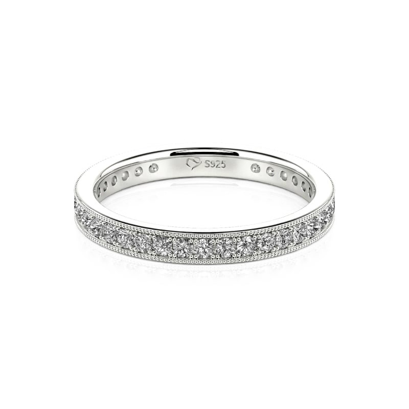 Jeulia 10K/14K/18K Gold Platinum Milgrain Eternity Band