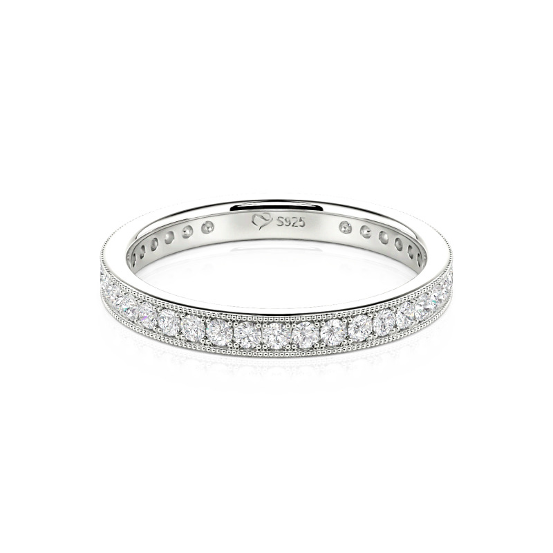 Jeulia 10K/14K/18K Gold Platinum Milgrain Eternity Band