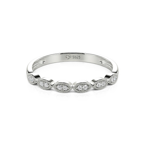 Jeulia Milgrain Vintage Sterling Silver Band