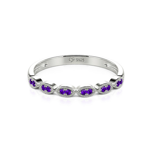 Jeulia Milgrain Vintage Sterling Silver Band