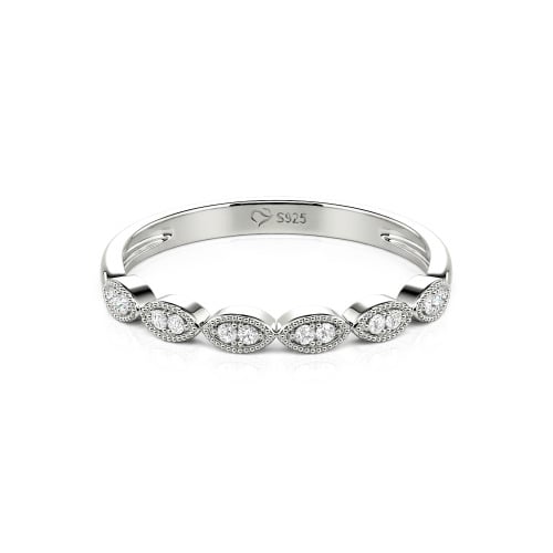Jeulia Milgrain Vintage Sterling Silver Band