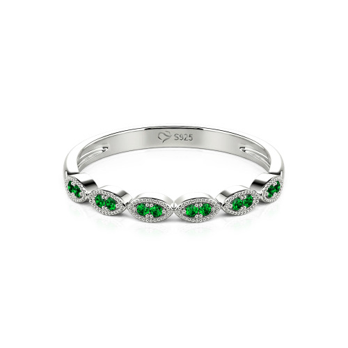 Jeulia Milgrain Vintage Sterling Silver Band