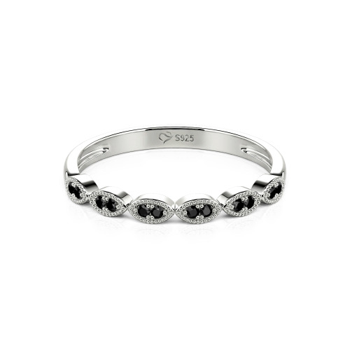 Jeulia Milgrain Vintage Sterling Silver Band