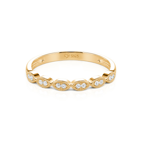 Jeulia Milgrain Vintage Sterling Silver Band