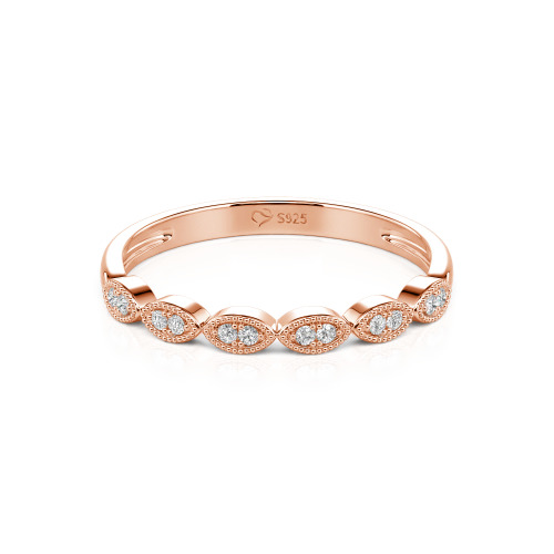 Jeulia Milgrain Vintage Sterling Silver Band