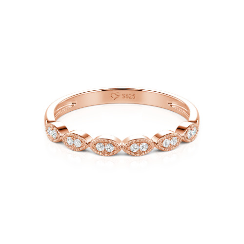 Jeulia Milgrain Vintage Sterling Silver Band