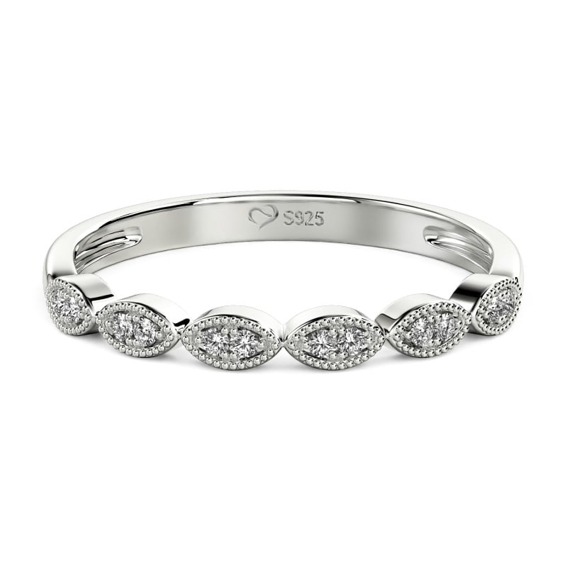 Jeulia Milgrain Vintage Sterling Silver Band