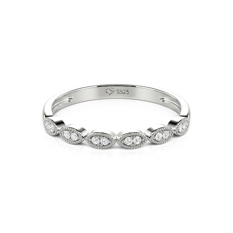 Jeulia Milgrain Vintage Sterling Silver Band
