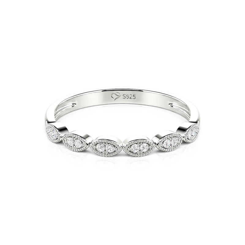 Jeulia 10K/14K/18K Gold Platinum Milgrain Vintage Band