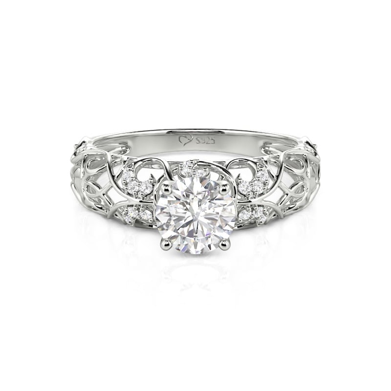Jeulia Anillo 10K/14K/18K Oro De Diseño De Enredaderas De Corte Redondo