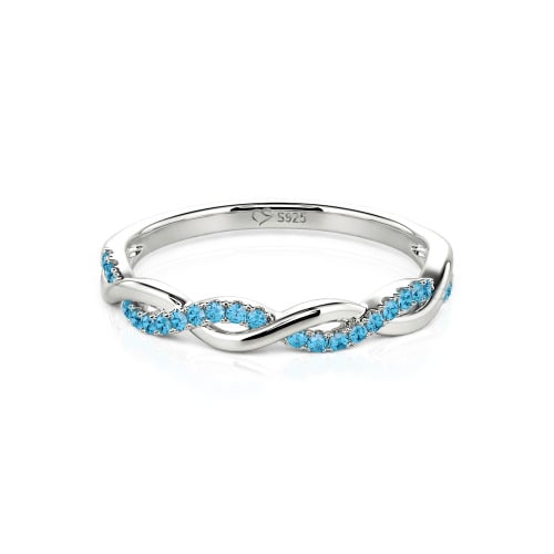 Jeulia Twist Round Cut Sterling Silver Band
