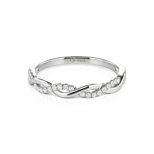 Jeulia Twist Round Cut Sterling Silver Band