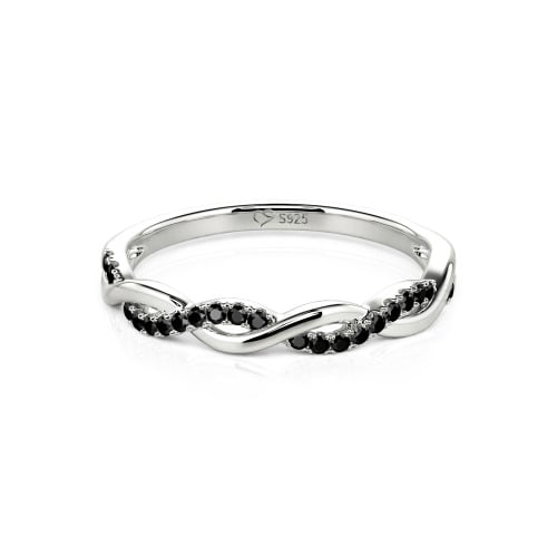 Jeulia Twist Round Cut Sterling Silver Band