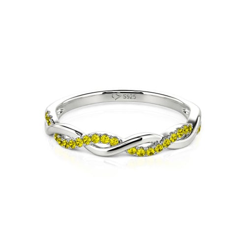 Jeulia Twist Round Cut Sterling Silver Band