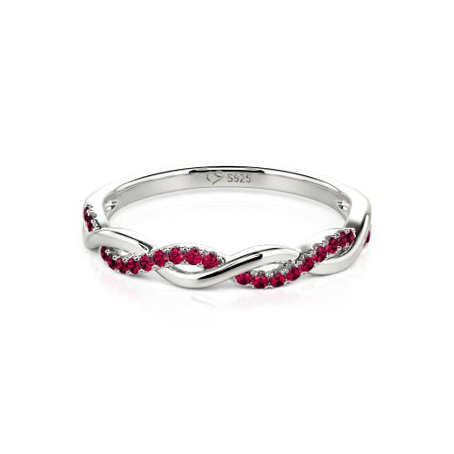 Jeulia Twist Round Cut Sterling Silver Band