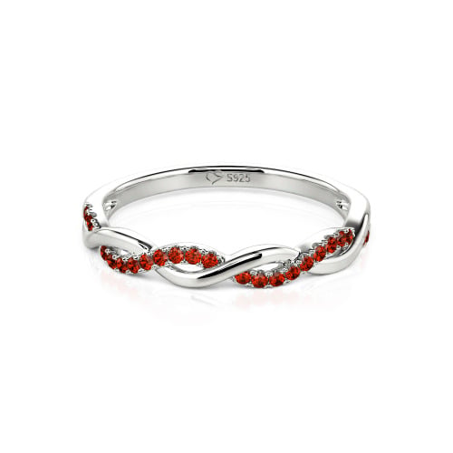 Jeulia Twist Round Cut Sterling Silver Band