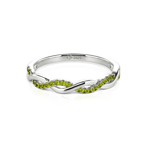 Jeulia Twist Round Cut Sterling Silver Band