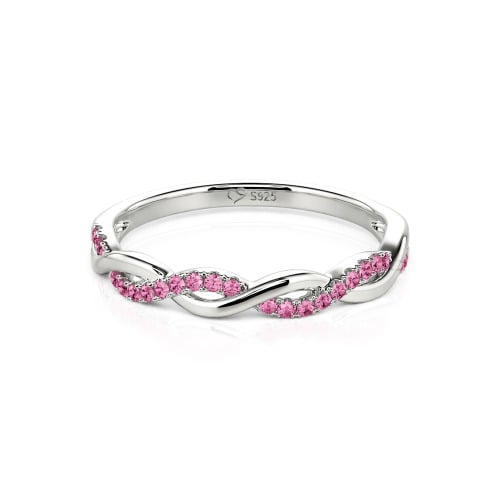 Jeulia Twist Round Cut Sterling Silver Band