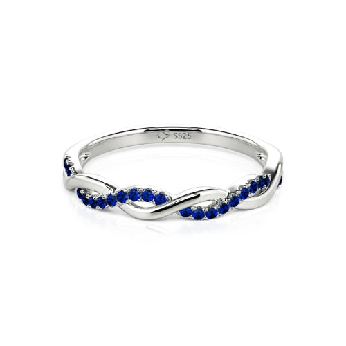 Jeulia Twist Round Cut Sterling Silver Band