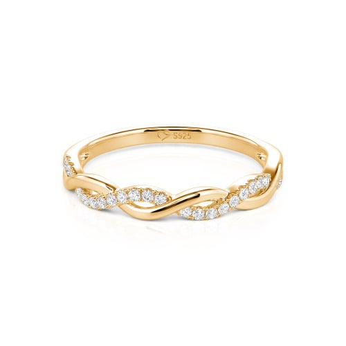Jeulia Twist Round Cut Sterling Silver Band