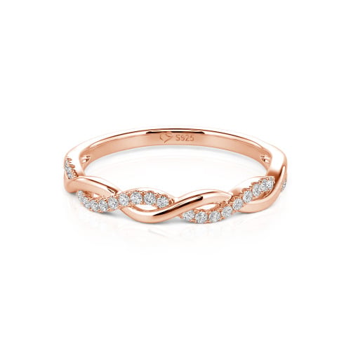 Jeulia Twist Round Cut Sterling Silver Band