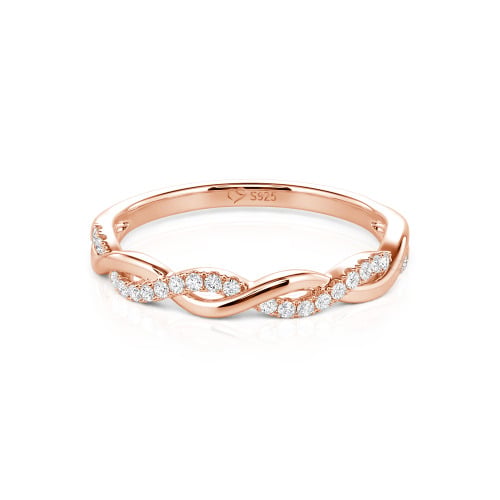 Jeulia Twist Round Cut Sterling Silver Band
