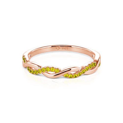 Jeulia Twist Round Cut Sterling Silver Band