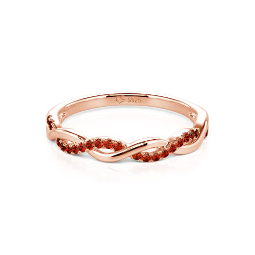 Jeulia Twist Round Cut Sterling Silver Band
