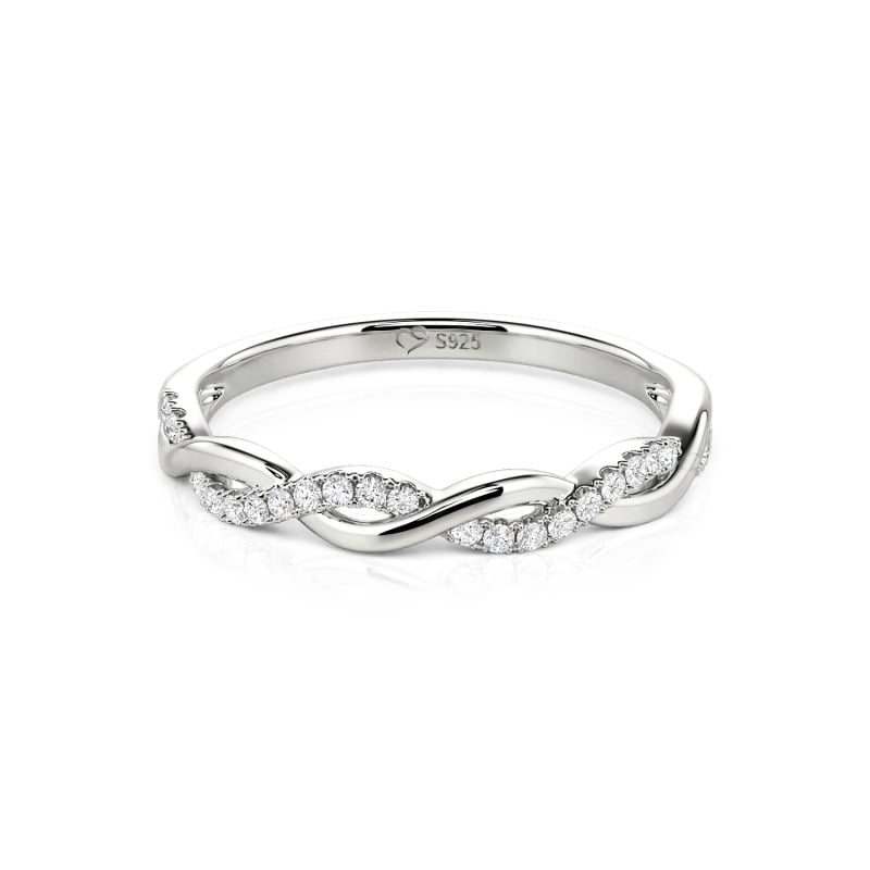 Jeulia 10K/14K/18K Gold Platinum Twist Round Cut Band