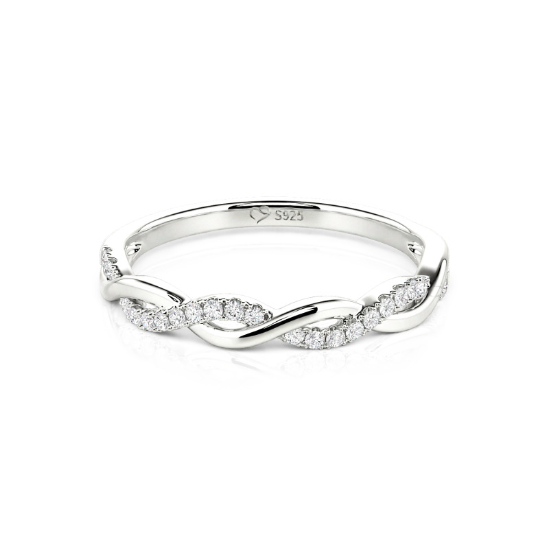 Jeulia 10K/14K/18K Gold Platinum Twist Round Cut Band