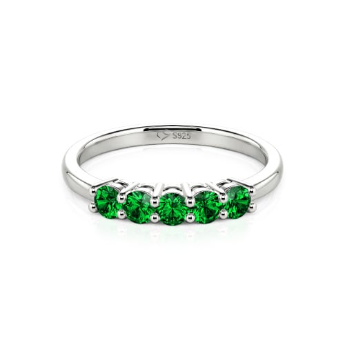 Jeulia Five Stone Round Cut Sterling Silver Band