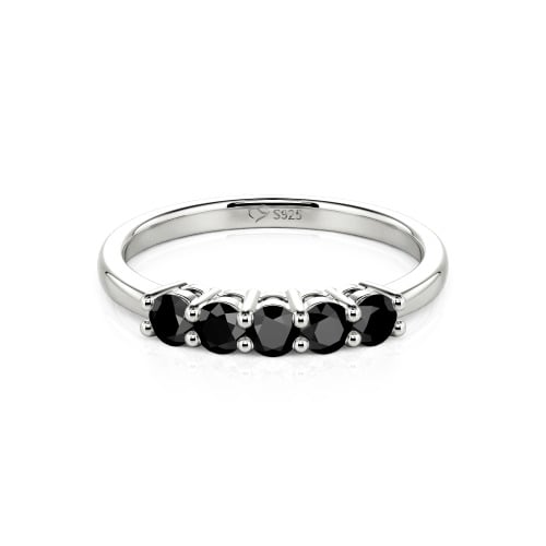 Jeulia Five Stone Round Cut Sterling Silver Band