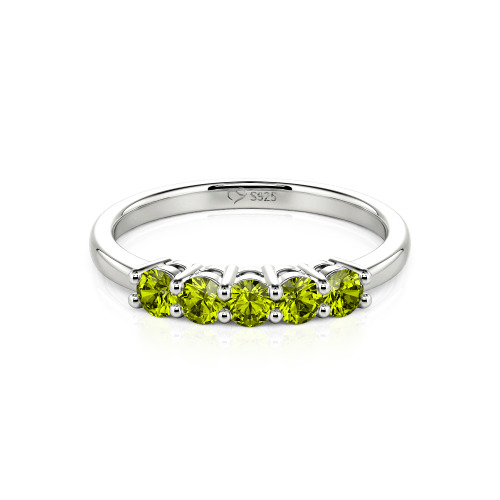 Jeulia Five Stone Round Cut Sterling Silver Band