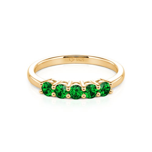 Jeulia Five Stone Round Cut Sterling Silver Band