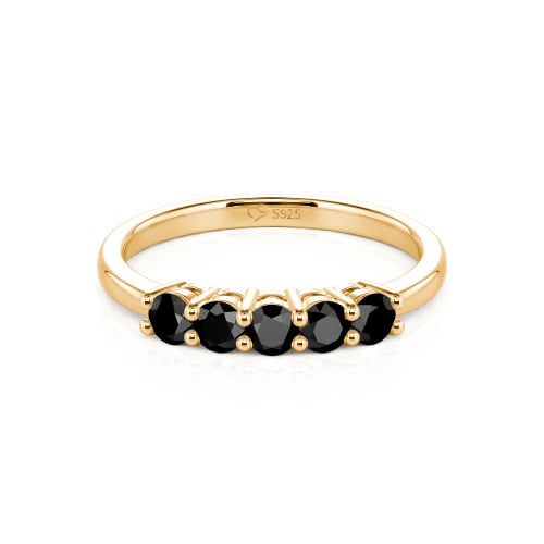 Jeulia Five Stone Round Cut Sterling Silver Band