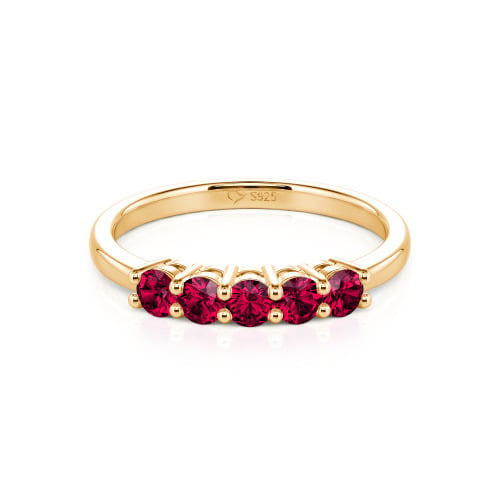 Jeulia Five Stone Round Cut Sterling Silver Band