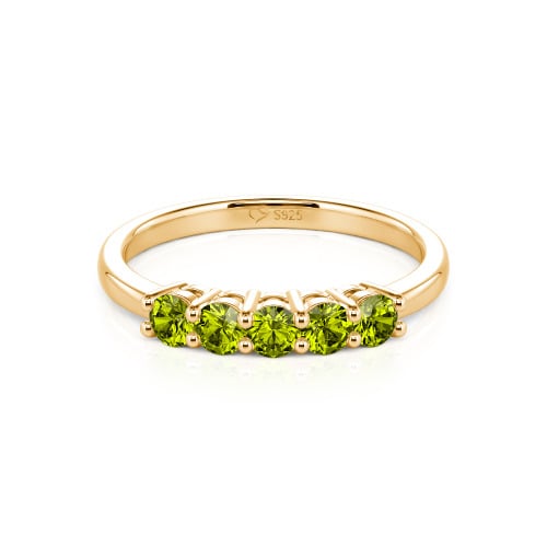 Jeulia Five Stone Round Cut Sterling Silver Band