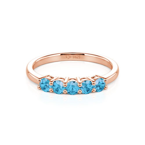 Jeulia Five Stone Round Cut Sterling Silver Band