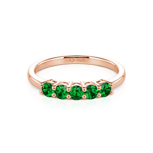 Jeulia Five Stone Round Cut Sterling Silver Band