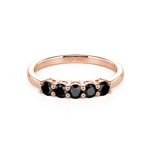 Jeulia Five Stone Round Cut Sterling Silver Band