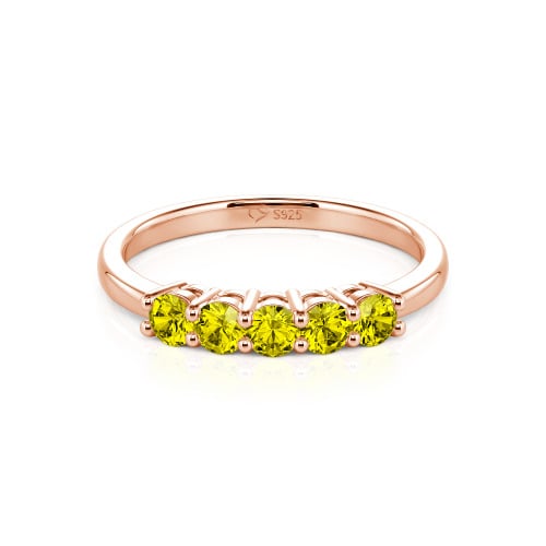 Jeulia Five Stone Round Cut Sterling Silver Band