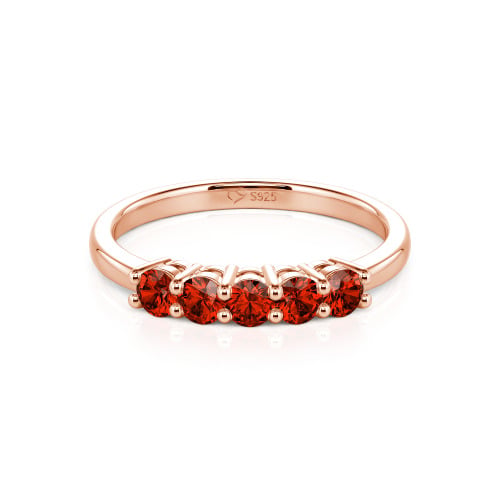 Jeulia Five Stone Round Cut Sterling Silver Band