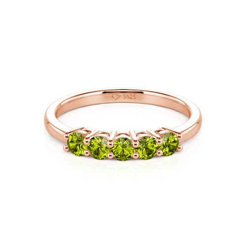 Jeulia Five Stone Round Cut Sterling Silver Band