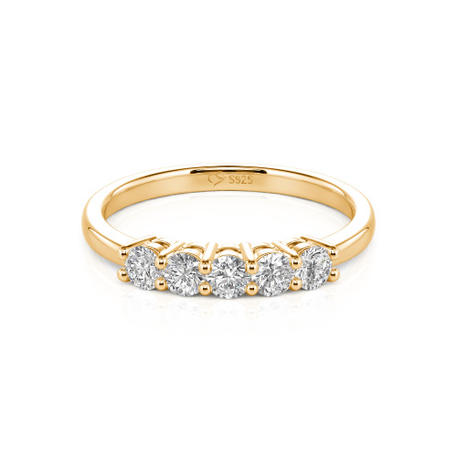Jeulia Five Stone Round Cut Band