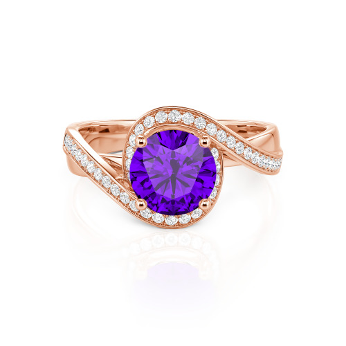 Jeulia Twist Halo Round Cut Ring