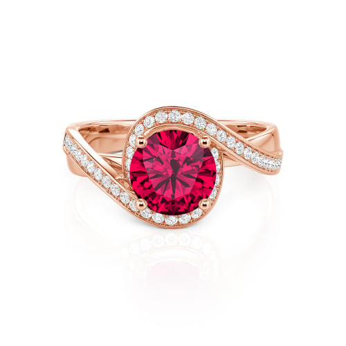 Jeulia Twist Halo Round Cut Ring