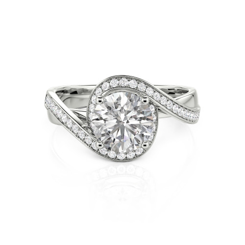 Jeulia Twist Halo Round Cut Ring