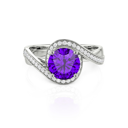 Jeulia Twist Halo Round Cut Ring