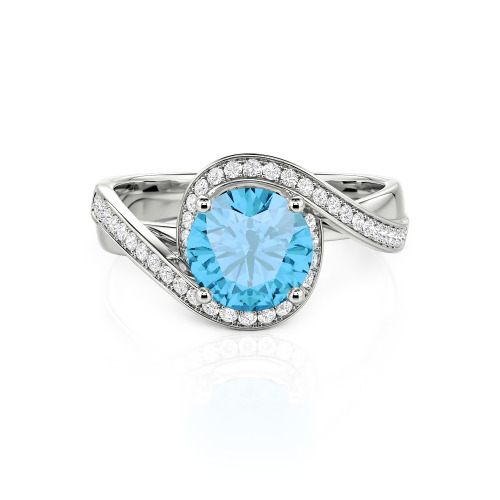 Jeulia Twist Halo Round Cut Ring