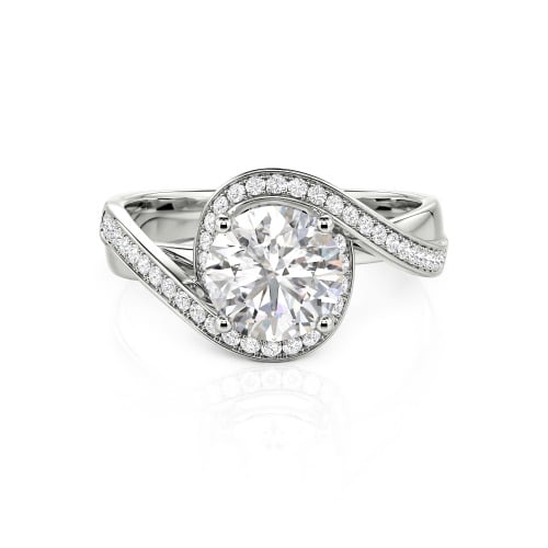 Jeulia Twist Halo Round Cut Ring